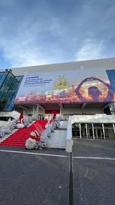 a large building with a red carpet in front of it at Cannes Center, minutes walk from the Palais des festivals, Beaches, La Croisette and Rue d'Antibes in Cannes