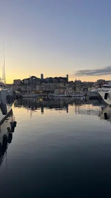 a view of a harbor with boats in the water at Cannes Center, minutes walk from the Palais des festivals, Beaches, La Croisette and Rue d'Antibes in Cannes