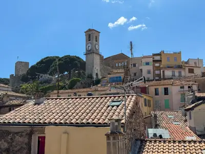 a view of a city with a clock tower at WOOD Forville Suquet View in Cannes
