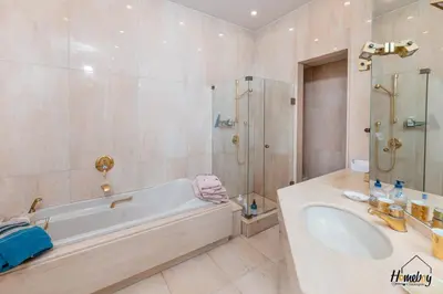 a bathroom with a tub and a shower and a sink at La Gloriette Azur piscine sauna vue mer in Cannes
