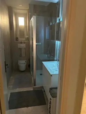a bathroom with a shower and a sink and a toilet at Entire studio Cannes Raphael in Cannes