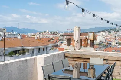 a view of a city from the top of a building at Studio Love Room Rooftop Jacuzzi SCLS Rentals in Cannes