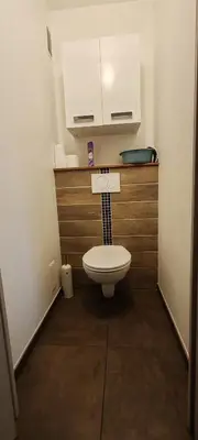 a small bathroom with a toilet in a room at T2 chic non loin de palais festival in Cannes