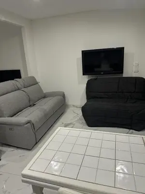 a living room with two couches and a flat screen tv at Cannes Croisette in Cannes