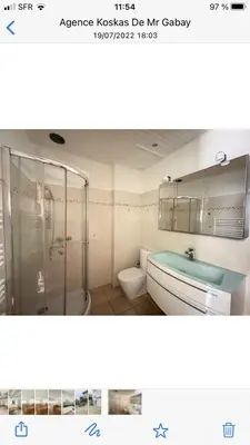 a bathroom with a shower and a sink and a toilet at villa matama in Cannes