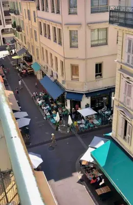 an overhead view of a street with tables and buildings at Cannes Hoche Croisette Sublime T2 in Cannes