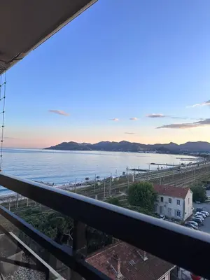 a view of the ocean from the balcony of a condo at Apartment Cannes sea view! in Cannes