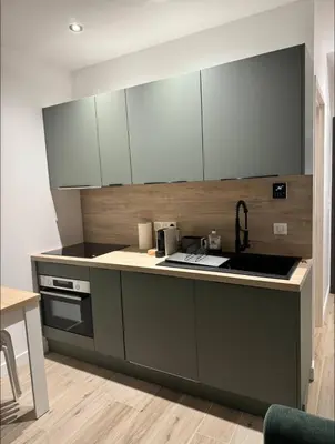 a kitchen with a sink and a counter at Studios Cannes Les 3 éléments in Cannes