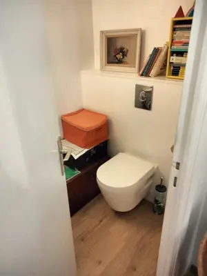 a bathroom with a toilet in a room at Near Croisette atypic studio garden pool in Cannes