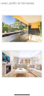 two pictures of a living room and a house at Luxury apartment in Cannes in Cannes
