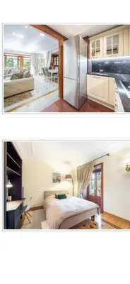 two pictures of a bedroom and a living room at Luxury apartment in Cannes in Cannes