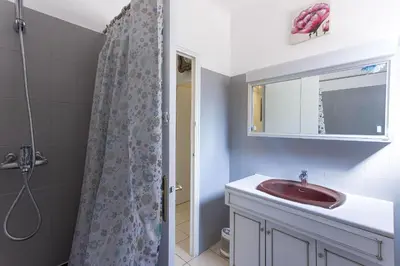 a bathroom with a sink and a shower at Villa Les Chênes Verts by Halldis in Le Cannet