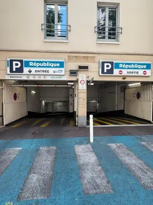 a parking lot with two parking spaces in a building at Calmette in Cannes
