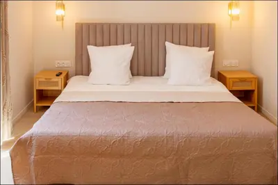 a living room with a couch and a bed at Hotel Villa Botanica in Cannes