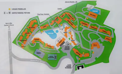 a map of the campus of a park at Appartement de standing, Piscine, Tennis, Plage in Cannes