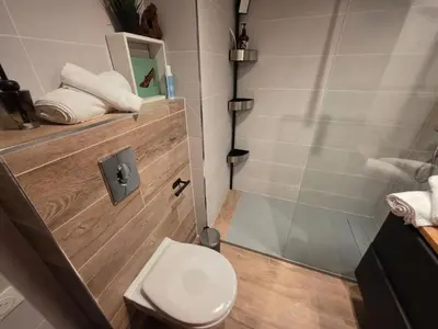 a bathroom with a shower and a toilet at Apartment Les Sablons-3 by Interhome in Cannes