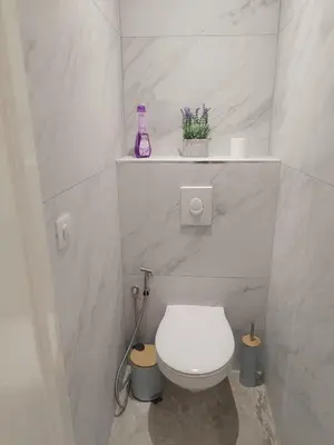 a white bathroom with a toilet and a sink at Cannes Fleurs de Provence - proche centre-ville in Cannes