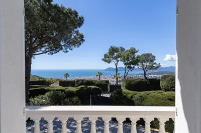 a view from a window of a garden at REF 1223 - Cannes - Villa for rent in Vallauris