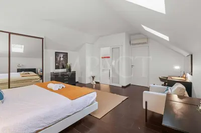 a bedroom with a bed and a desk and a chair at REF 1994 - Cannes Croisette - 5 mins to the Palais in Cannes