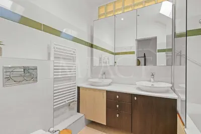 a bathroom with two sinks and a mirror at REF 1994 - Cannes Croisette - 5 mins to the Palais in Cannes
