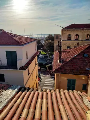 an overhead view of a roof of a building at Cannes Croisette Terrasse Vue sur la mer et la ville 5 mn de la plage in Cannes