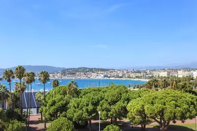 a view of the bay from the apartment at REF 1238 - Cannes Croisette - Sea view apartment for rent in Cannes