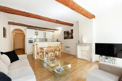 a living room with a couch and a table at Le Meynadier Center-Festival-Clim-WiFi in Cannes