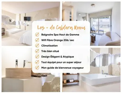 a white bathroom with a toilet and a sink at Caldera - SPA & Climatisation & Proche Croisette in Cannes