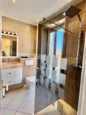 a bathroom with a toilet and a shower at Mont Chevalier by Welcome to Cannes in Cannes