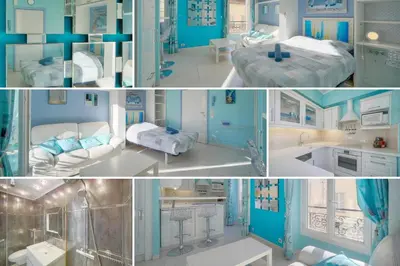 a collage of three pictures of a room at Studio Cannes Centre 2 min from La Croisette in Cannes