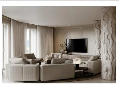 a living room with two couches and a flat screen tv at Croisette 066 in Cannes