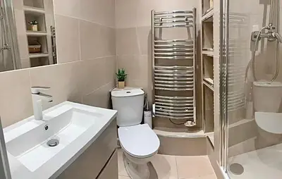 a bathroom with a toilet and a sink and a shower at Cannes 1 bedroom apartment - 12RP1 in Cannes