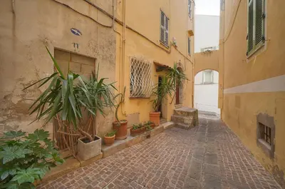 an alley with potted plants on the side of a building at MIPIM Fisherman House Rooftop Terrace Walk to Palais Suquet in Cannes