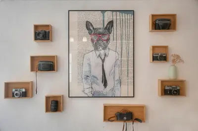 a picture of a dog with glasses on a wall at MIPIM Fisherman House Rooftop Terrace Walk to Palais Suquet in Cannes