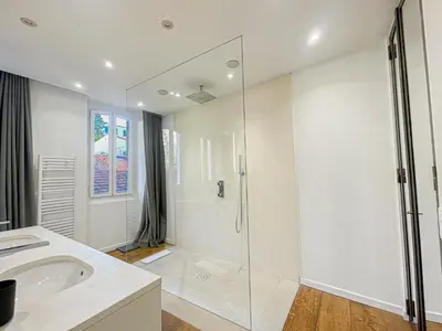 a bathroom with a shower and a sink at Atelier Meynadier in Cannes