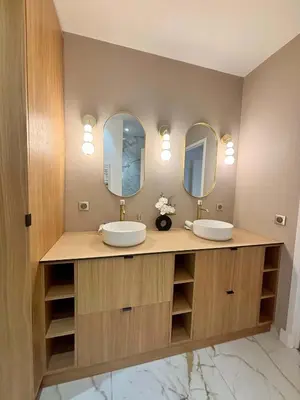 a bedroom with a white bed and a chair at SCARLETT 4 Bedroom next to the Croisette in Cannes