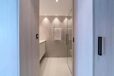 a bathroom with a walk in shower and a toilet at Résidence 2p Avec Terrasse Vue Mer & Parking, 2min Des Plages - 2P avec terrasse vue mer & parking, 2min des plages MAE-2063 in Cannes
