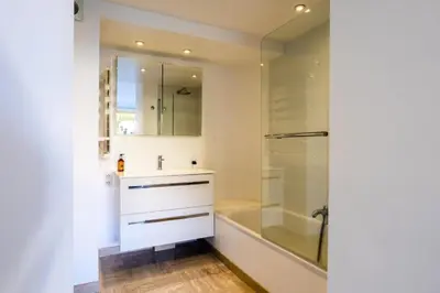 a bathroom with a sink and a shower and a tub at Résidence 3p Haut De Gamme En Résidence Avec Piscine ! - 3P haut de gamme en résidence avec piscine ! MAE-2253 in Cannes