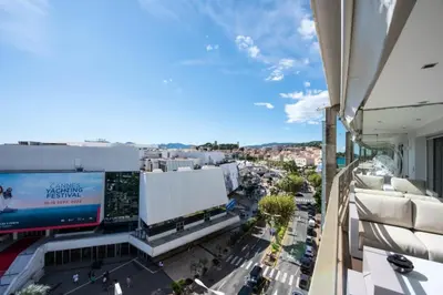 a view of a city from a building at Résidence 2 Pièces Croisette, Face Palais Des Congrès - 2 pièces Croisette, Face Palais des Congrès MAE-2833 in Cannes