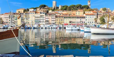 a group of boats docked in a harbor with buildings at Ideal for MIPIM Compact Executive Apartment Walk to Palais Suquet in Cannes