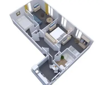 a rendering of a floor plan of a house at Le Week 5 min Palais 3 bedrooms WIFI in Cannes