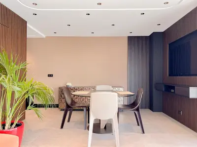 a dining room with a table and chairs at Croisette Luxury in Cannes