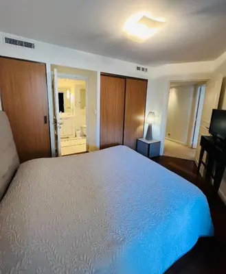 a bedroom with a large bed and a television at Residence Carlton Riviera in Cannes