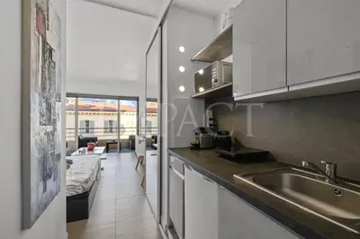 a kitchen with a sink and a counter top at Cannes Croisette - 2035 Studio For rent in Cannes