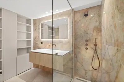 a bathroom with a sink and a shower at REF 2042 - Cannes Croisette - Apartment for rent in Cannes