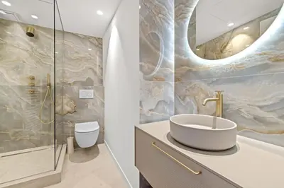 a bathroom with a sink and a shower at REF 2042 - Cannes Croisette - Apartment for rent in Cannes