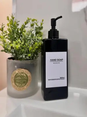 a bottle of hand soap next to a potted plant at Studio Évasion Balneo, Clim, Wifi, Netflix, Palais in Cannes