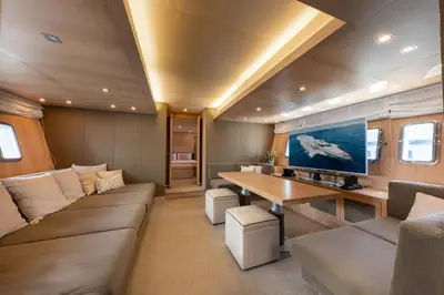 a bedroom with two beds in a boat at Yacht Mangusta in Cannes