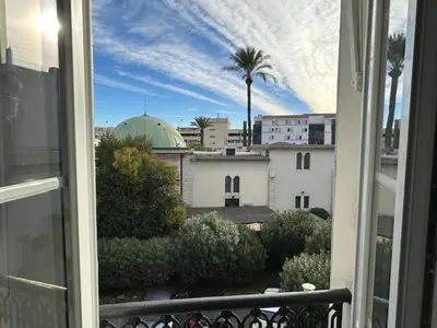 a view from a window of a building with a mosque at Studio w parking, close to film Festival Palace in Cannes