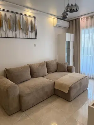 a living room with a brown couch in a room at Cannes Center Appartement F9 in Cannes